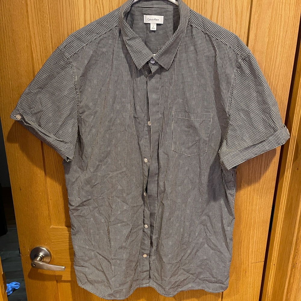 Calvin Klein short sleeved black and white checkered shirt